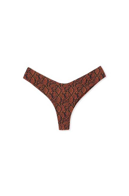 High-Waist Brazilian Bikini Bottom with Satin Effect;${refinementColor}