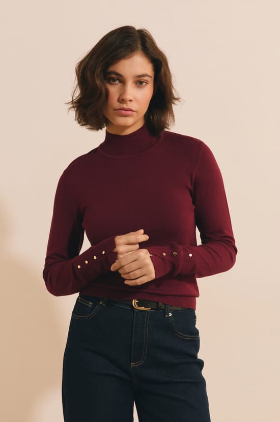 Pull en maille fine &agrave; manches mi-longues;${refinementColor}