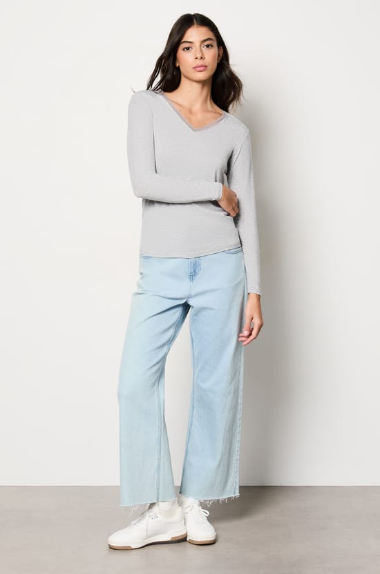 Long Sleeve Thermal Knit T-Shirt;${refinementColor}
