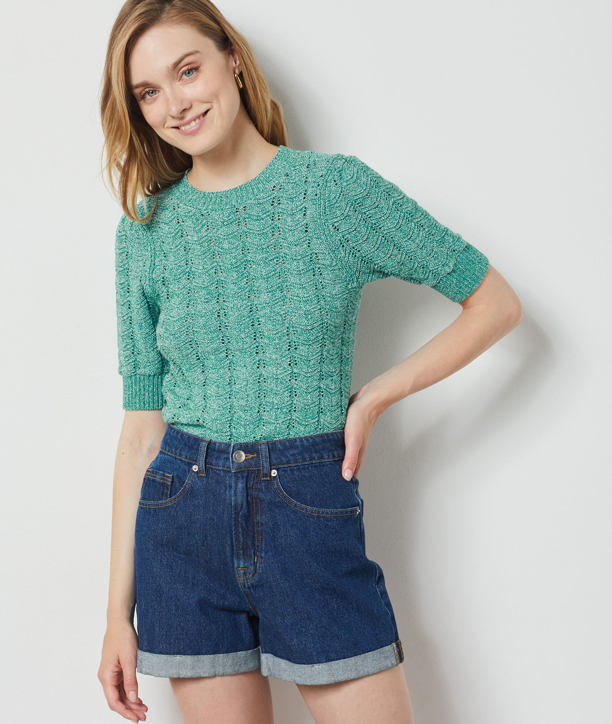 Pull Maille Vert Anis Taille 42 - Acrylique, Occasion Excellent état