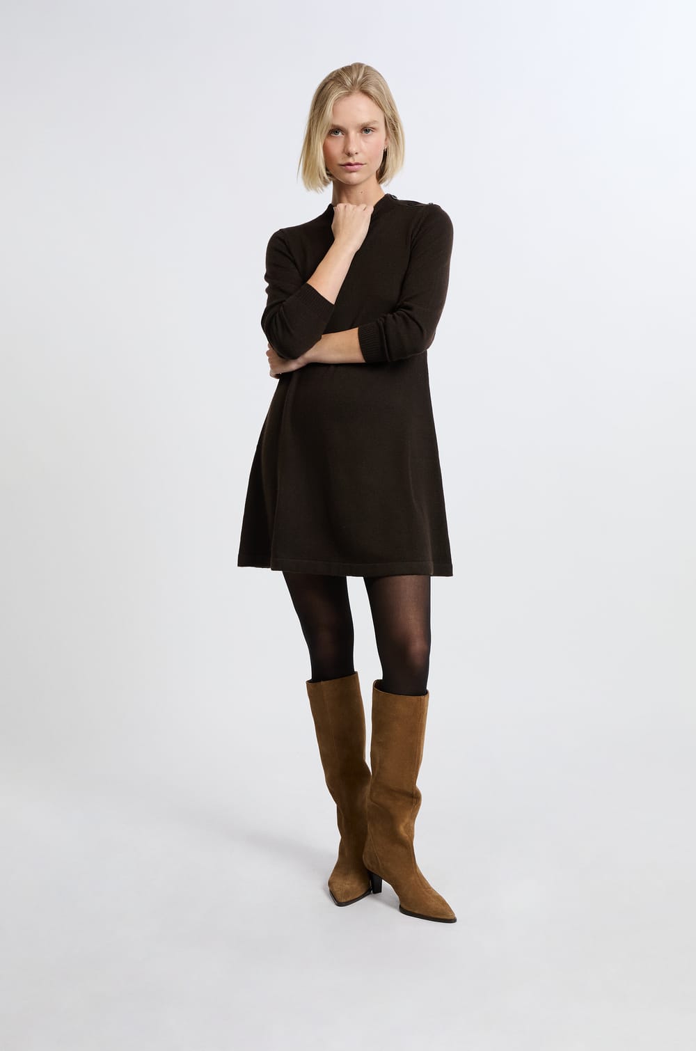 Robe à manches longues avec laine;${refinementColor}
