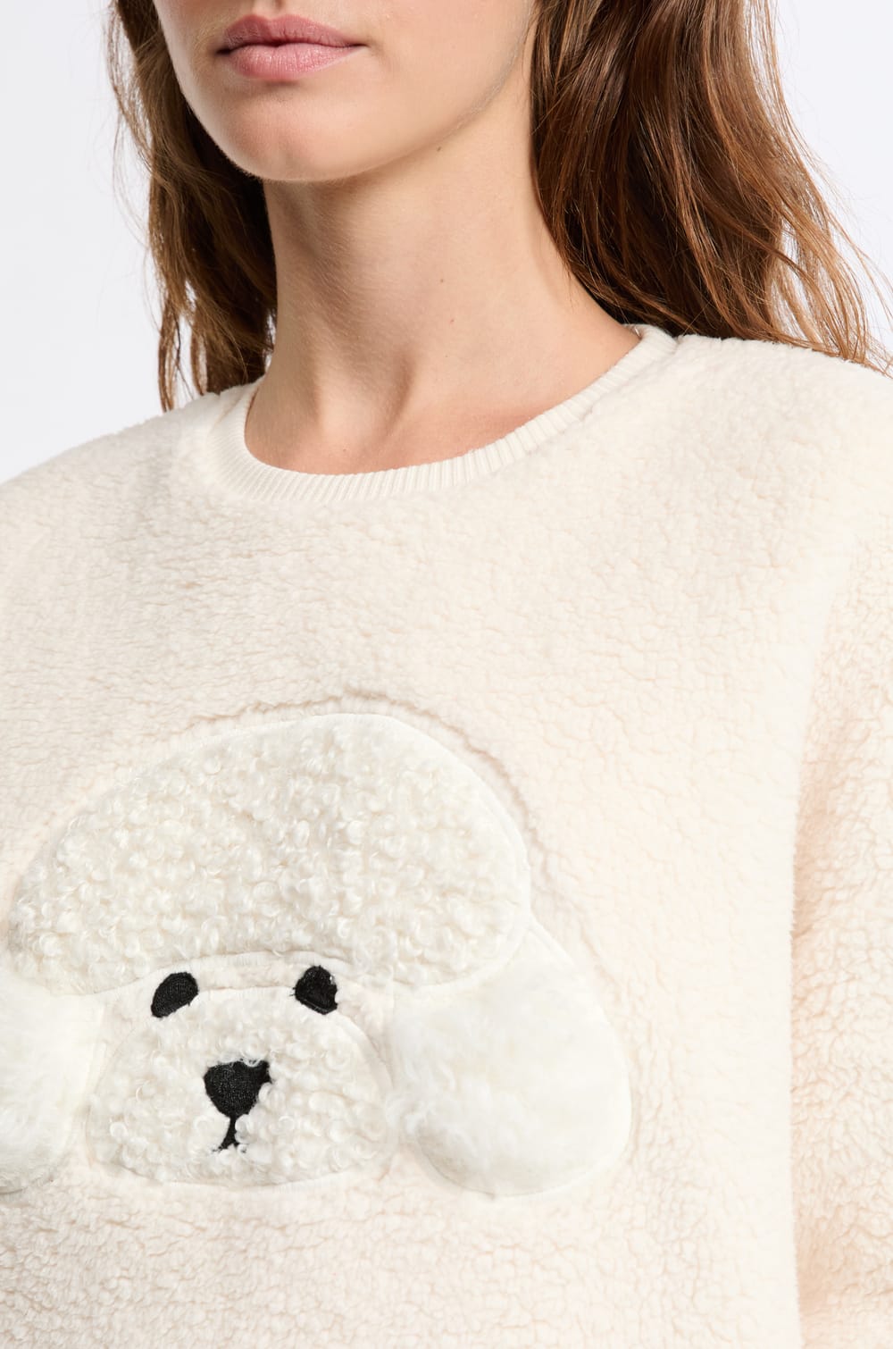 Sweatshirt avec motif chien effet polaire;${refinementColor}