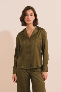 Chemise de pyjama &agrave; rayures;${refinementColor}