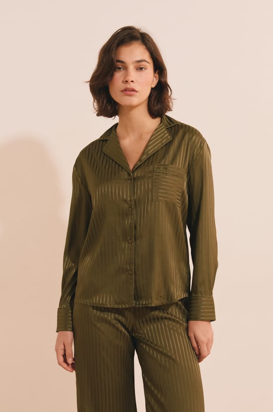 Chemise de pyjama &agrave; rayures;${refinementColor}