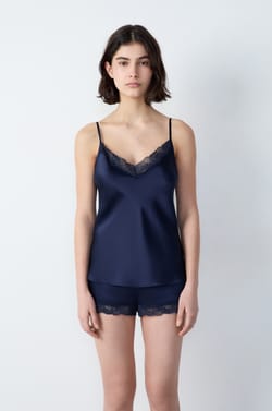Silk Camisole with Lace Details;${refinementColor}