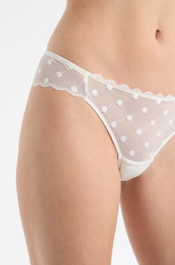 Tanga transparent à motifs pois;${refinementColor}