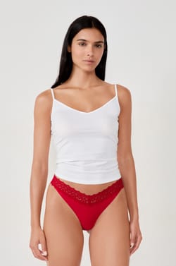 Microfiber And Lace Thong;${refinementColor}