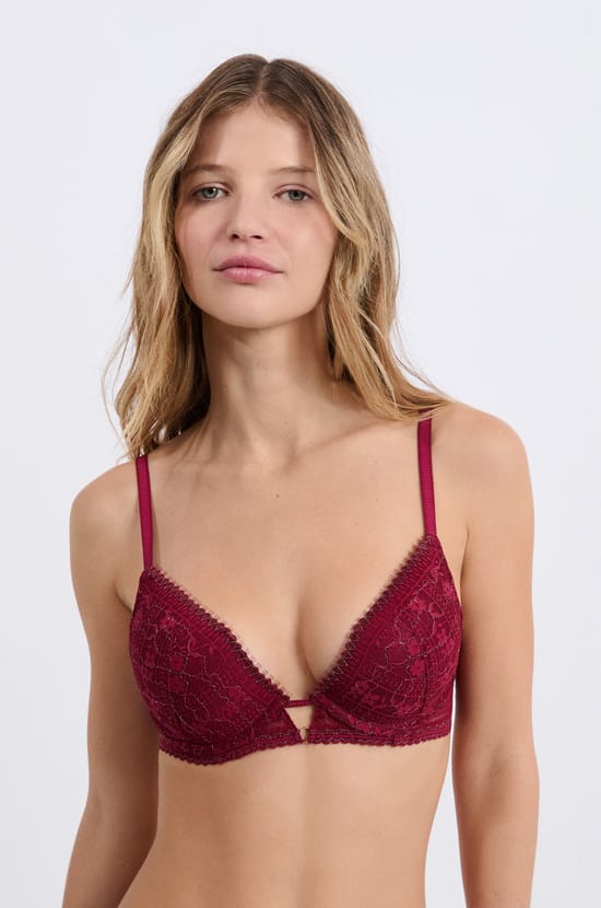 Bra No.2 - The plunge push-up bra in lace;${refinementColor}