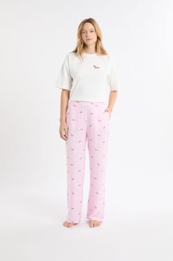 Pyjama Trousers with Striped Dachshund Print;${refinementColor}