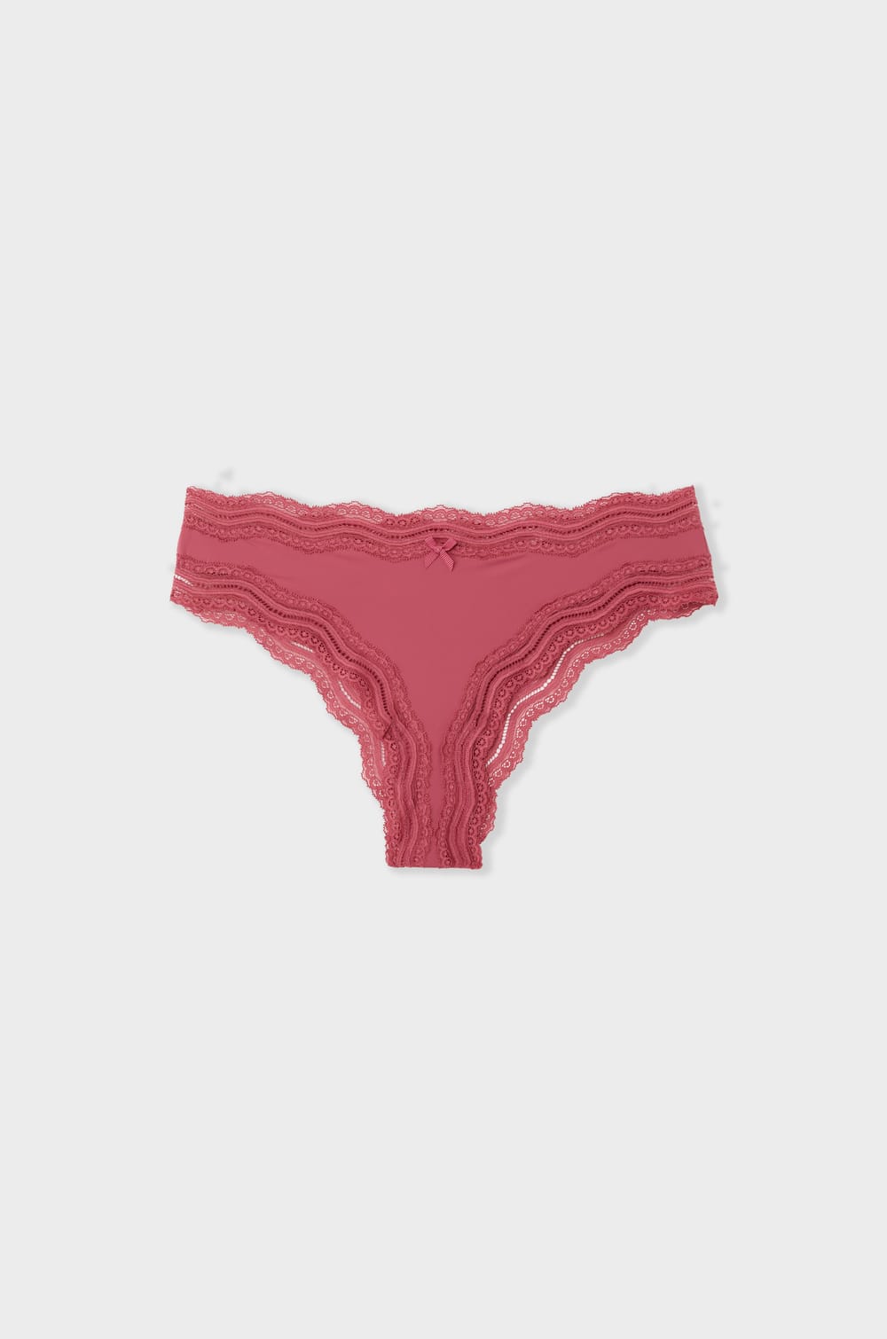 Tanga &agrave; bords dentelle en microfibre;${refinementColor}