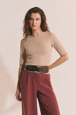 T-shirt manches 3/4 en coton;${refinementColor}