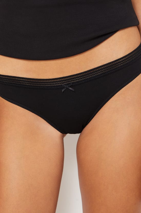 3-Pack of Cotton and Lace Briefs;${refinementColor}