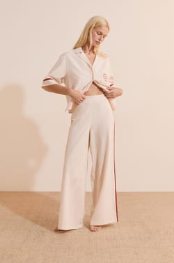 Pyjamabroek met zijstrepen van katoen;${refinementColor}
