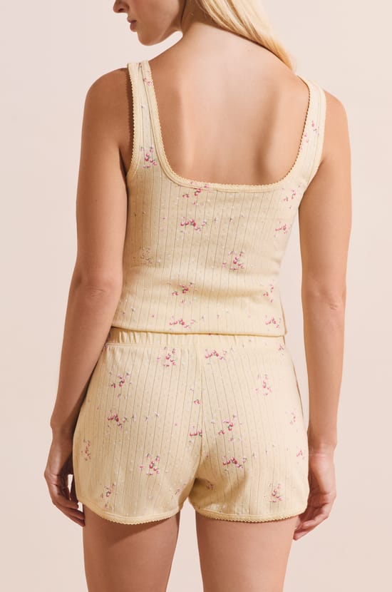 Short de pyjama &agrave; motifs en coton pointelle;${refinementColor}