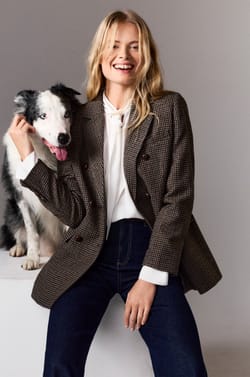 Checkered Blazer Jacket;${refinementColor}