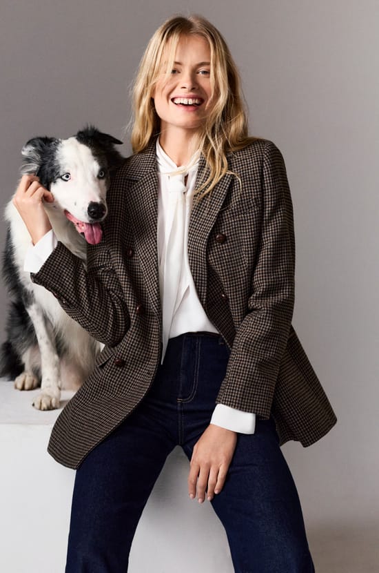 Checkered Blazer Jacket;${refinementColor}