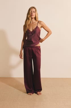 Pantalon de pyjama satin&eacute;;${refinementColor}