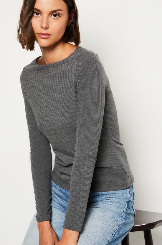 T-shirt manches longues côtelé;${refinementColor}