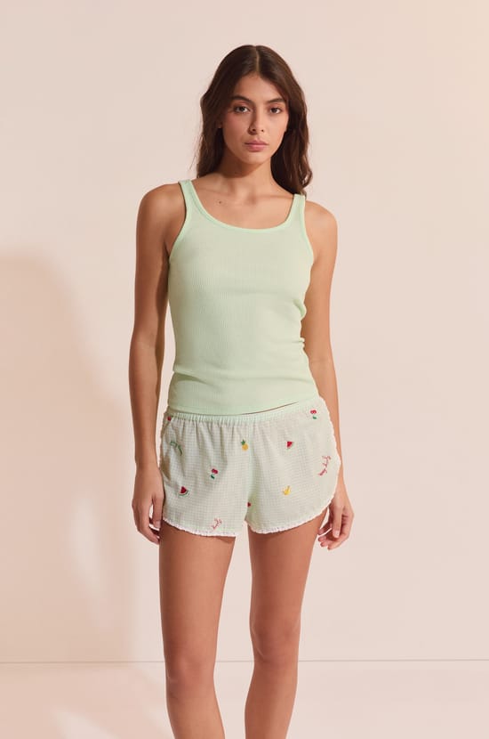 Short de pyjama en coton &agrave; motifs fruits;${refinementColor}