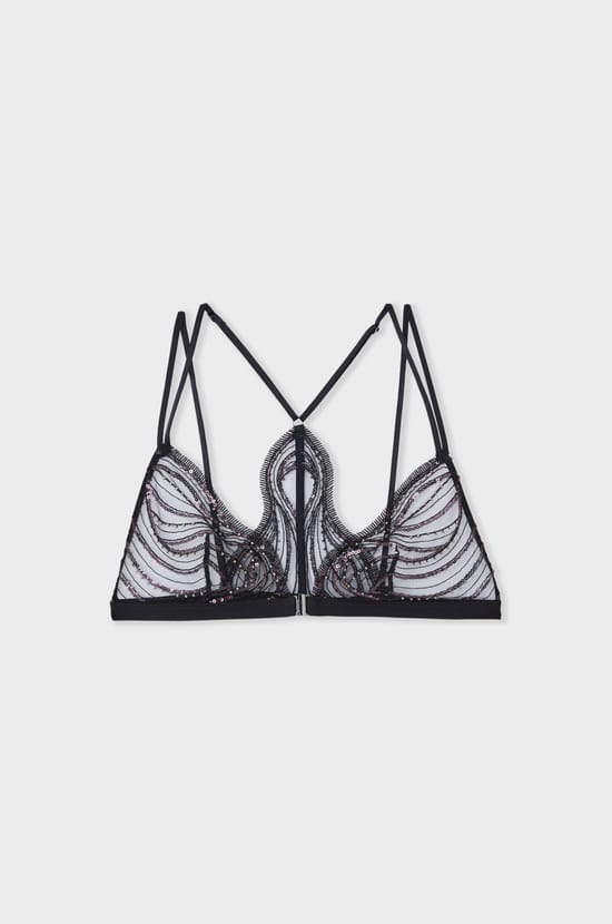 Soutien-gorge triangle en broderie perlée;${refinementColor}
