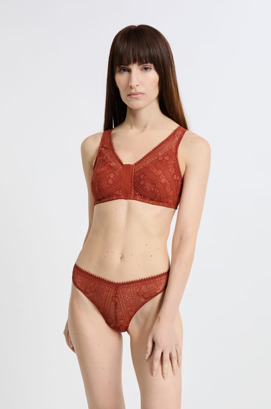 Post-mastectomy wireless bralette with front opening;${refinementColor}