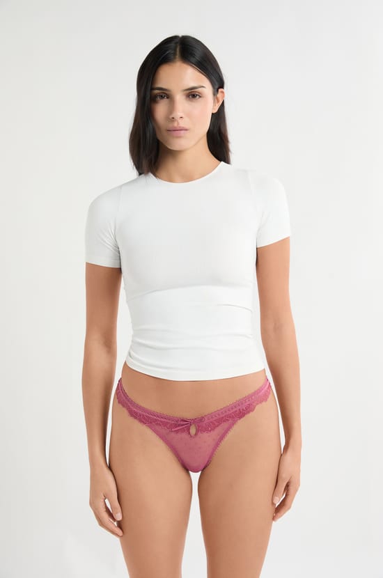 Culotte en tulle et dentelle;${refinementColor}