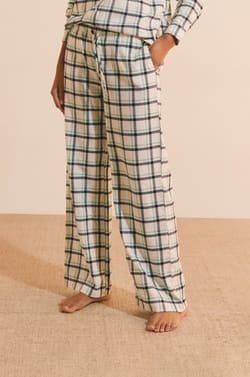 Pantalon de pyjama &agrave; carreaux en coton;${refinementColor}