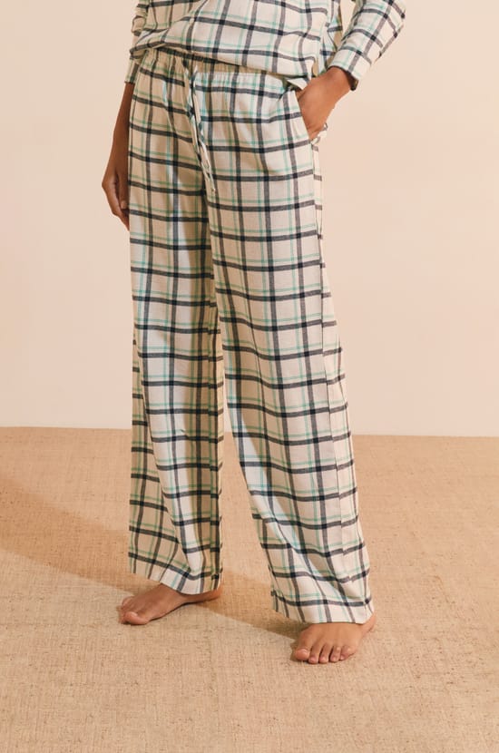 Pantalon de pyjama &agrave; carreaux en coton;${refinementColor}