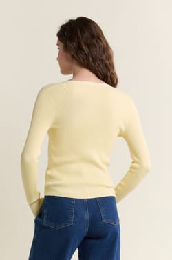Pull cardigan manches longues en maille c&ocirc;tel&eacute;e;${refinementColor}