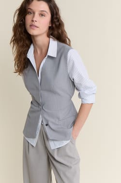Sleeveless Cardigan with Tie;${refinementColor}
