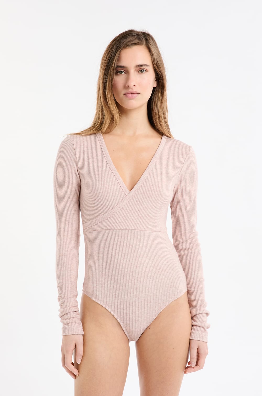 Body de manga larga con cuello cruzado;${refinementColor}