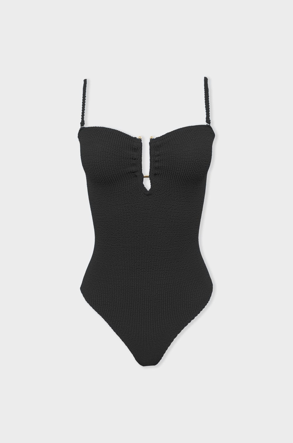 One-Piece Stretch Swimsuit with Metal Jewel;${refinementColor}