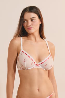 Soutien-gorge en tulle &agrave; motifs;${refinementColor}