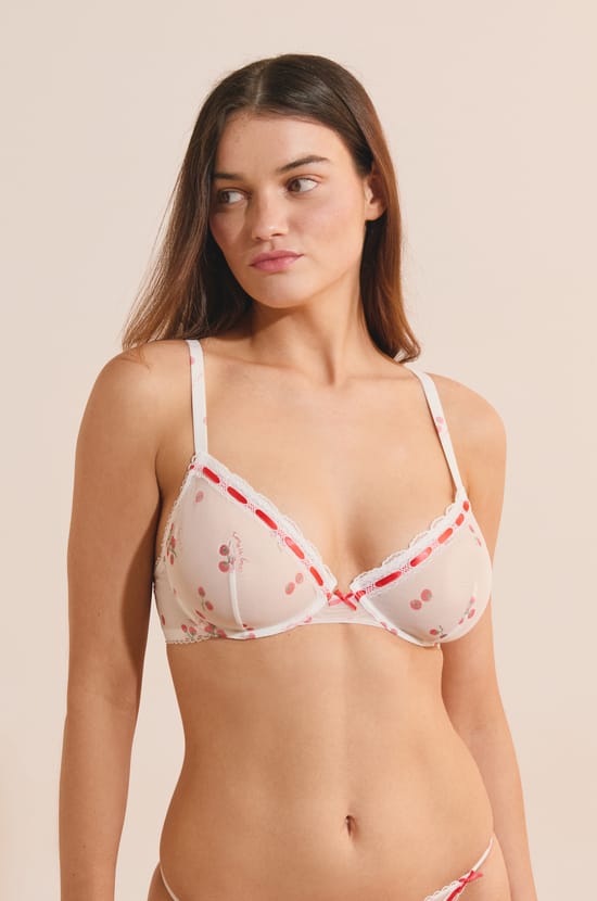 Soutien-gorge en tulle &agrave; motifs;${refinementColor}