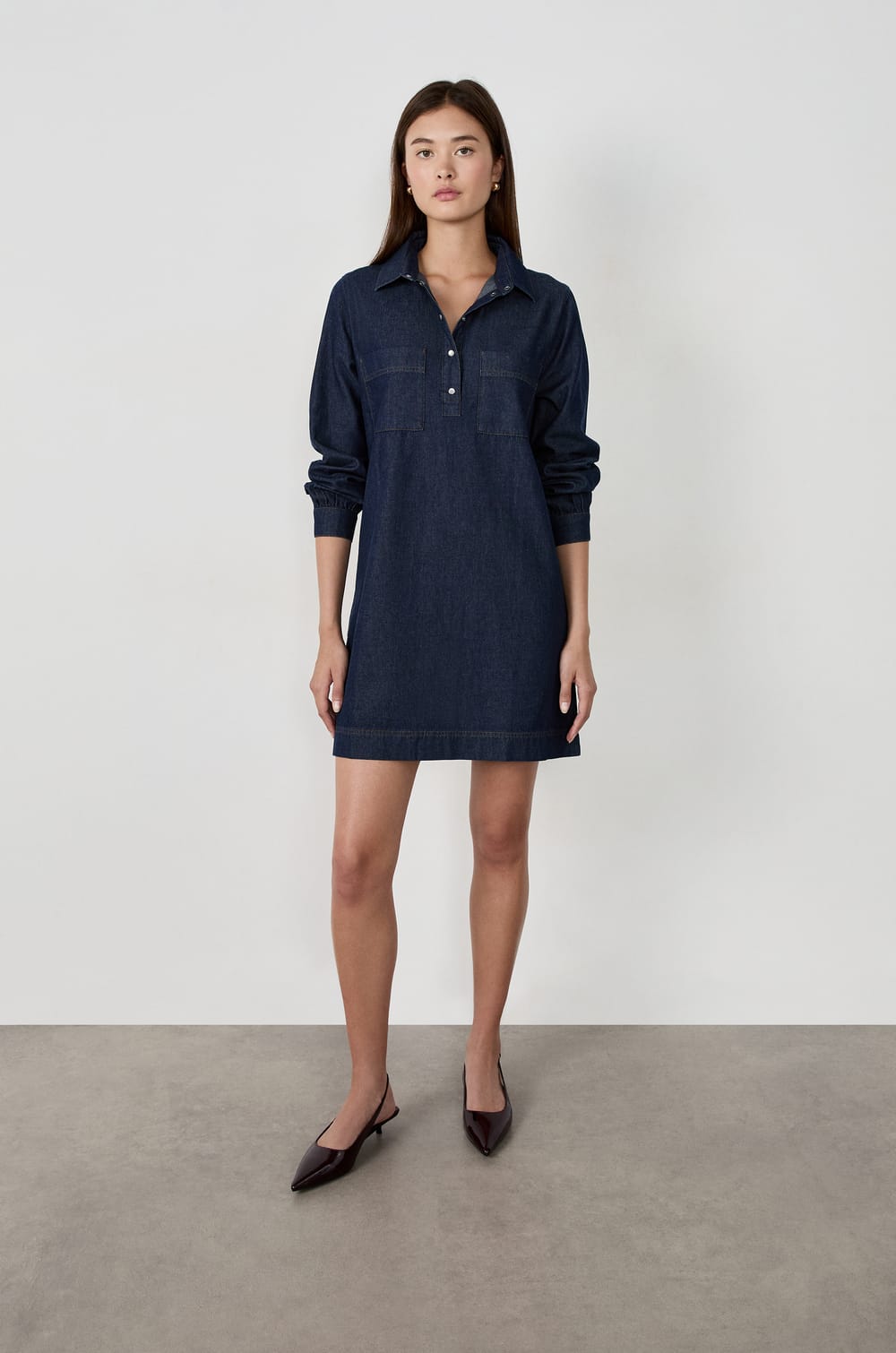 Robe manches longues en coton;${refinementColor}