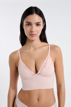 Triangle Bra in Microfibre and Lace;${refinementColor}