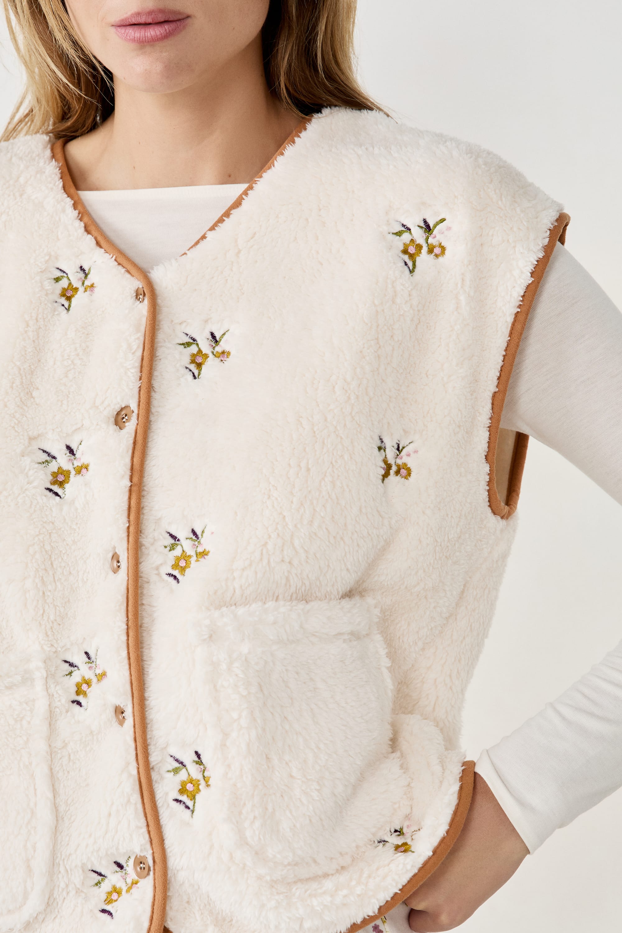 Sleeveless Floral Vest - BRIDGY - ECRU - ETAM