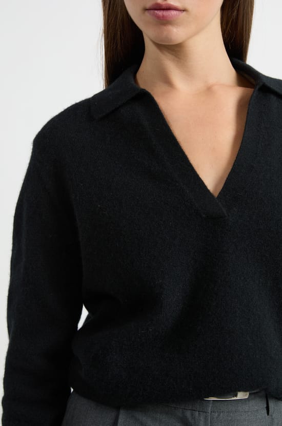 Pull col polo en cachemire;${refinementColor}
