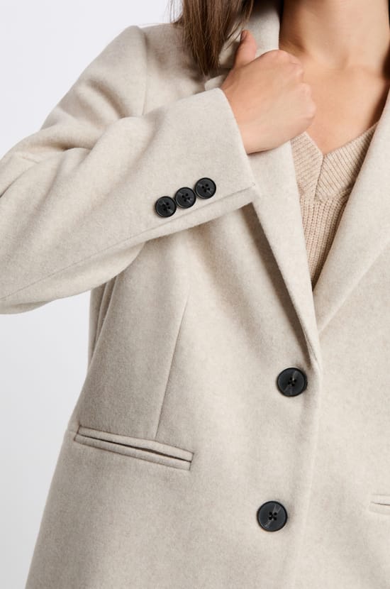 Short Straight-Cut Coat with Wool;${refinementColor}