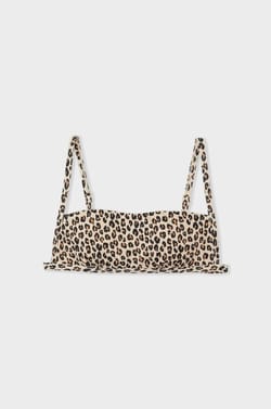 Bandeau haut de maillot à nouer imprimé léopard;${refinementColor}