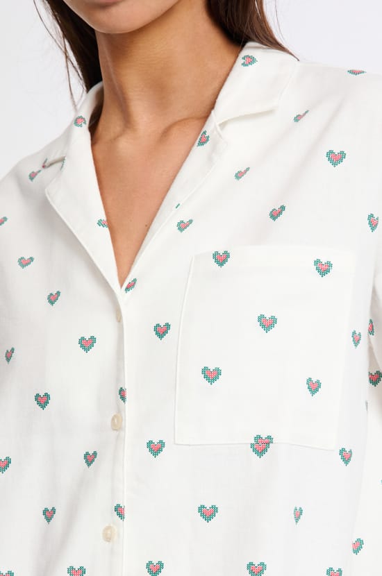 2-Piece Pyjama Set with Heart Motifs in Cotton;${refinementColor}