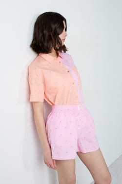 Gestreifte Baumwoll-Pyjama-Shorts Smiley&reg;ORIGINALS;${refinementColor}