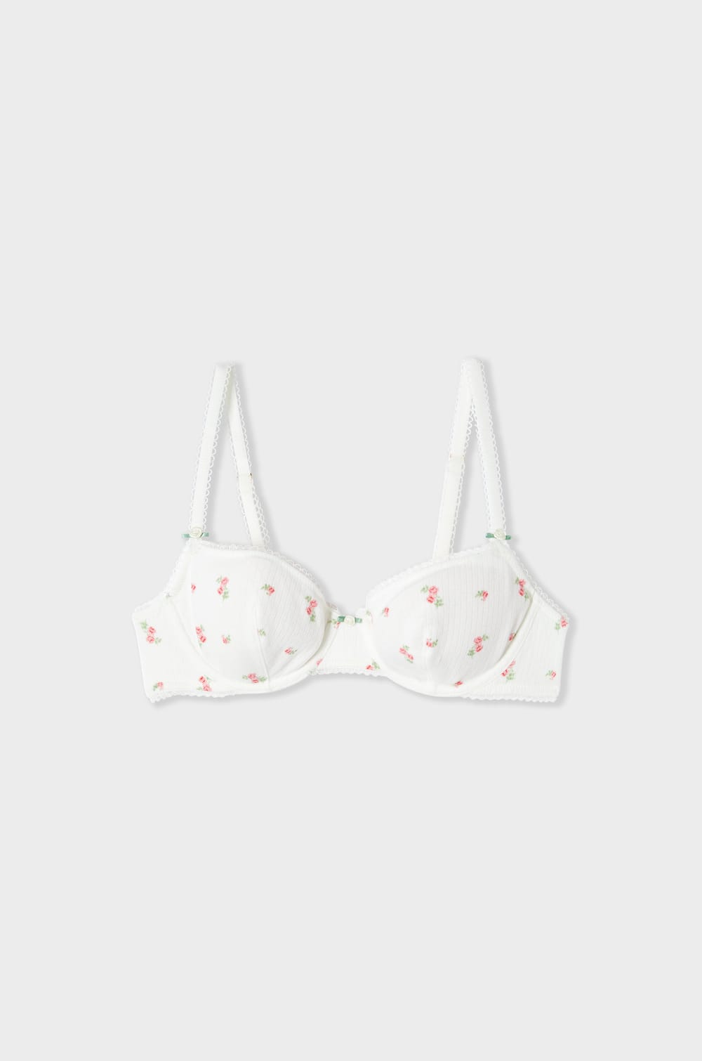 Balconette Bra in Cotton Pointelle with Motifs;${refinementColor}