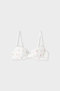 Balconette Bra in Cotton Pointelle with Motifs;${refinementColor}