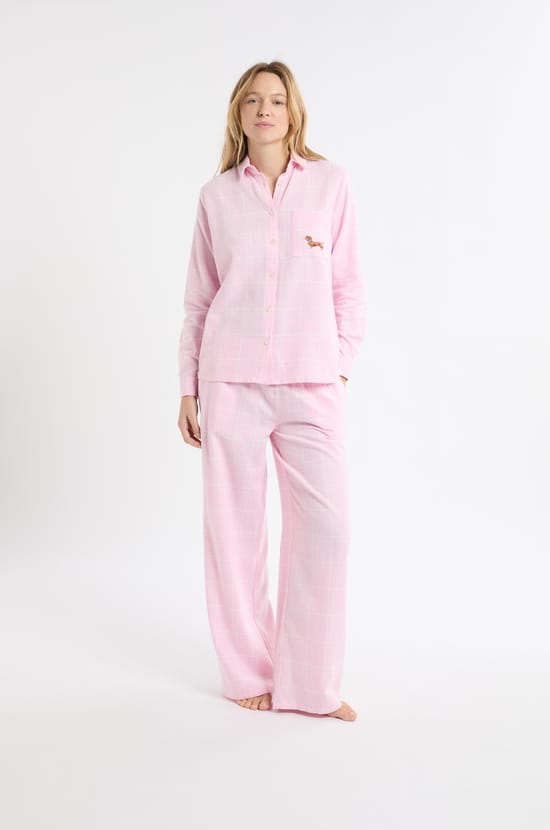 Pyžamov&aacute; ko&scaron;ile s kostkami a v&yacute;&scaron;ivkou jezevč&iacute;ka z bavlny;${refinementColor}