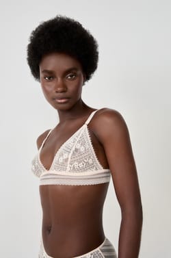Wireless Lace Triangle Bra;${refinementColor}