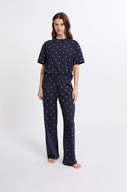 Ensemble de pyjama à motifs coeurs en coton;${refinementColor}