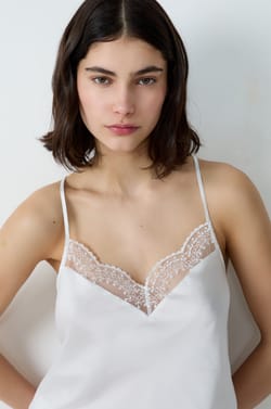 Satin Camisole With Lace Details;${refinementColor}