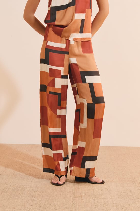 Pantalon &agrave; imprim&eacute; g&eacute;om&eacute;trique;${refinementColor}