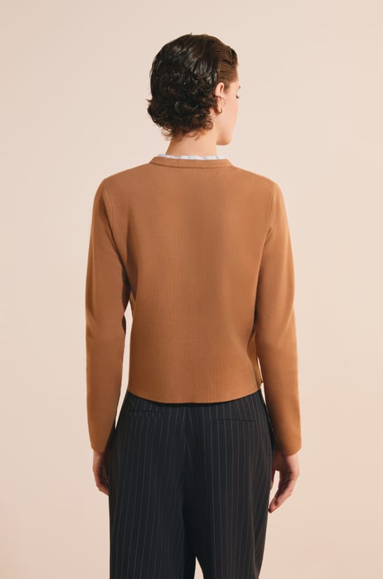 Cardigan &agrave; manches longues avec lien &agrave; nouer;${refinementColor}